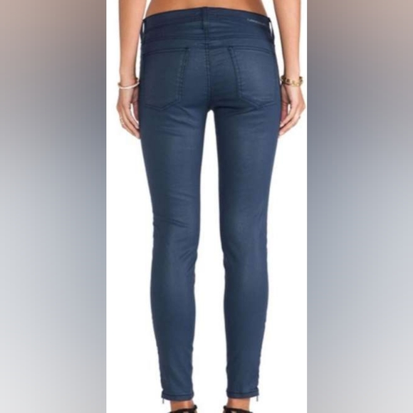 CURRENT / ELLIOTT Skinny Soho Jeans Wax Navy Blue Pants Black Zipper Ankles 26 - Picture 2 of 8